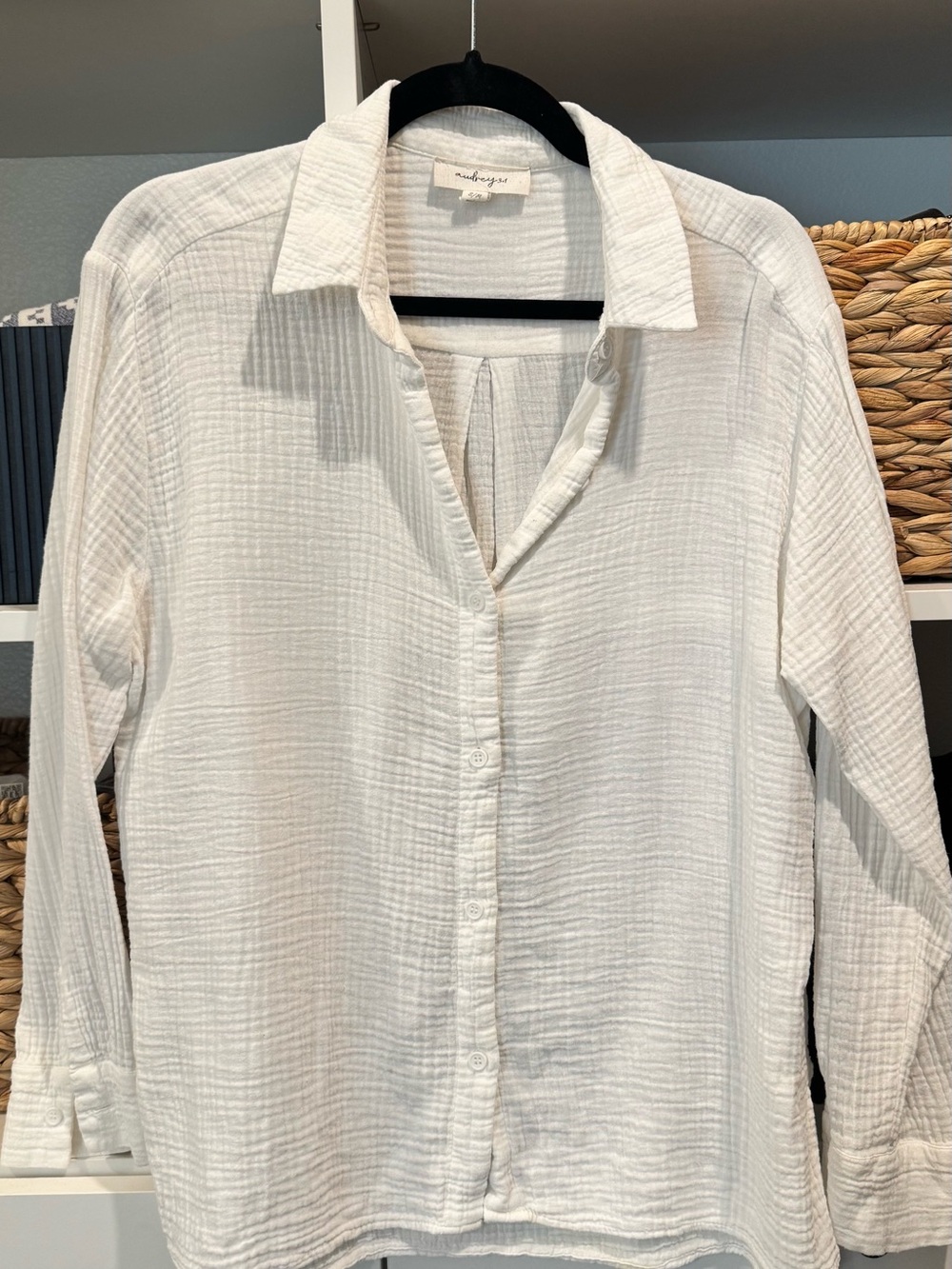 White Textured Button-Front Shirt